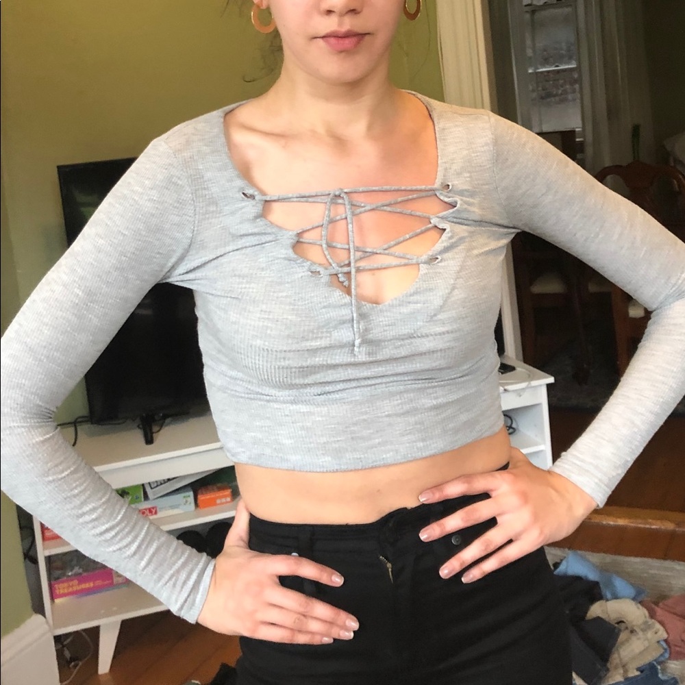 Lace up brandy top
